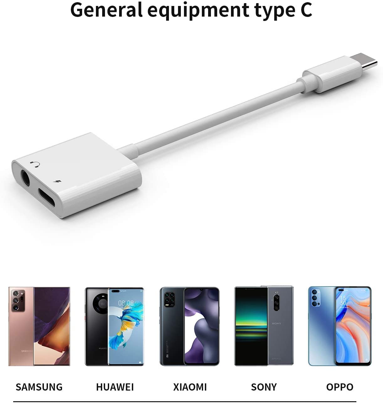 Type-C to 3.5mm Audio and charging adapter.