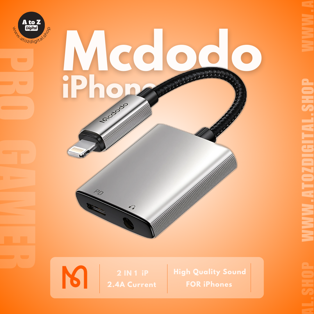 Mcdodo Apple iPhone Dual Port Splitter 3.5mm Lightning Converter 100% Original (Using Phone Mic)