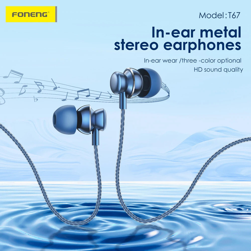 FONENG In-ear Heavy Bass Earphone TypeC Interface Wired Earphone T67