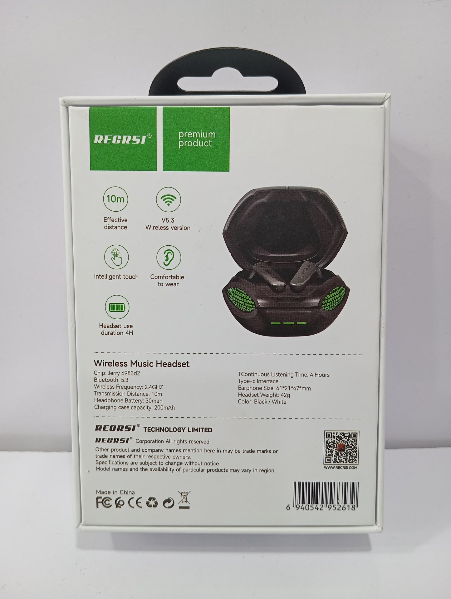 Gaming Airbuds Recrsi RE-S104 Gaming airbuds. 5.3 bluetooth version, Long Battery time bst airbuds for gaming.