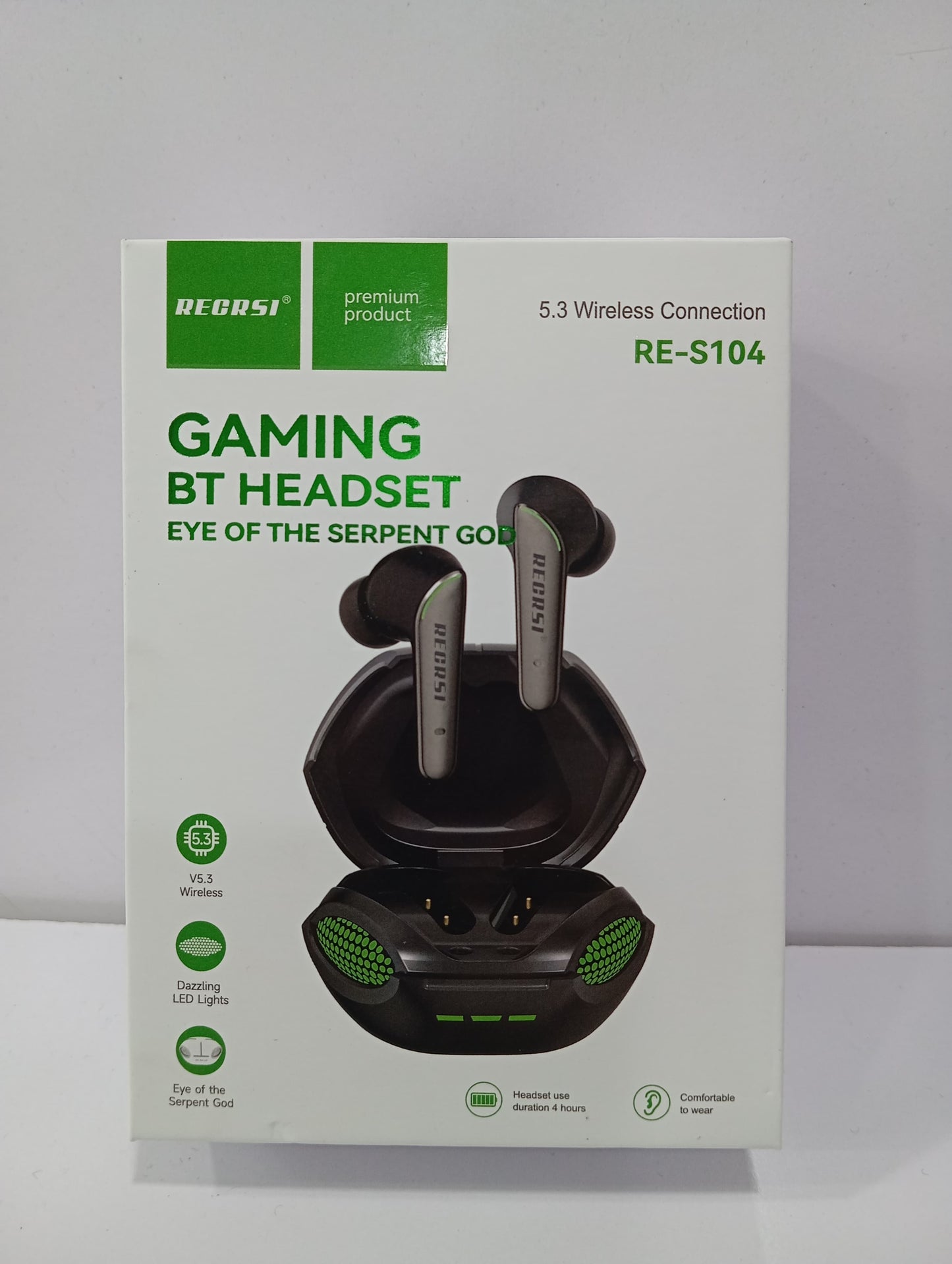 Gaming Airbuds Recrsi RE-S104 Gaming airbuds. 5.3 bluetooth version, Long Battery time bst airbuds for gaming.