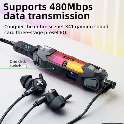 Piva X41 Dual Port Splitter (4IN1), 60W Fast Charging, with sound card.