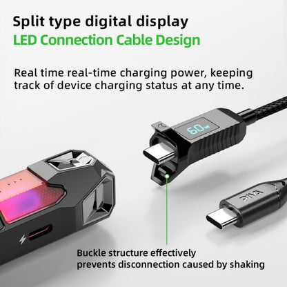 Piva X41 Dual Port Splitter (4IN1), 60W Fast Charging, with sound card.