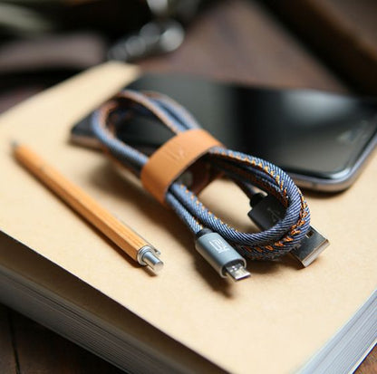 Cow boy Cable. Travel cable USB TO C 2 meter long handstitched cable.