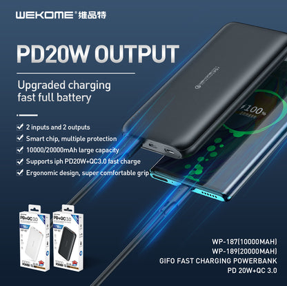 WEKOME 10000mah powerbank with Quick charging