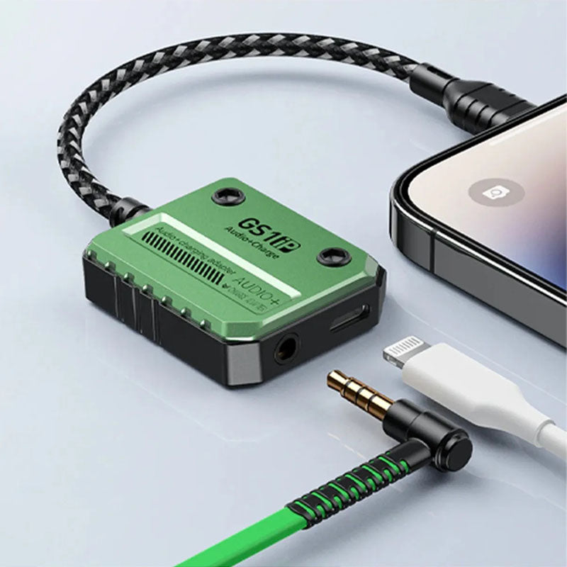 Plextone GS1 iPhone Lightning Splitter Adapter to 3.5mm Converter with PD 18W Fast Charge