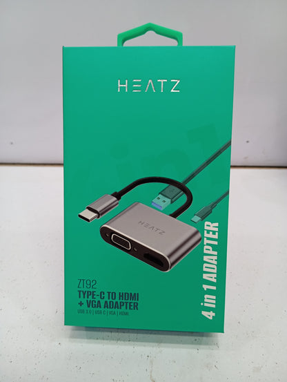 HEATZ 4 in 1, Type c to HDMI + VGA connector. 4K Ultra HD