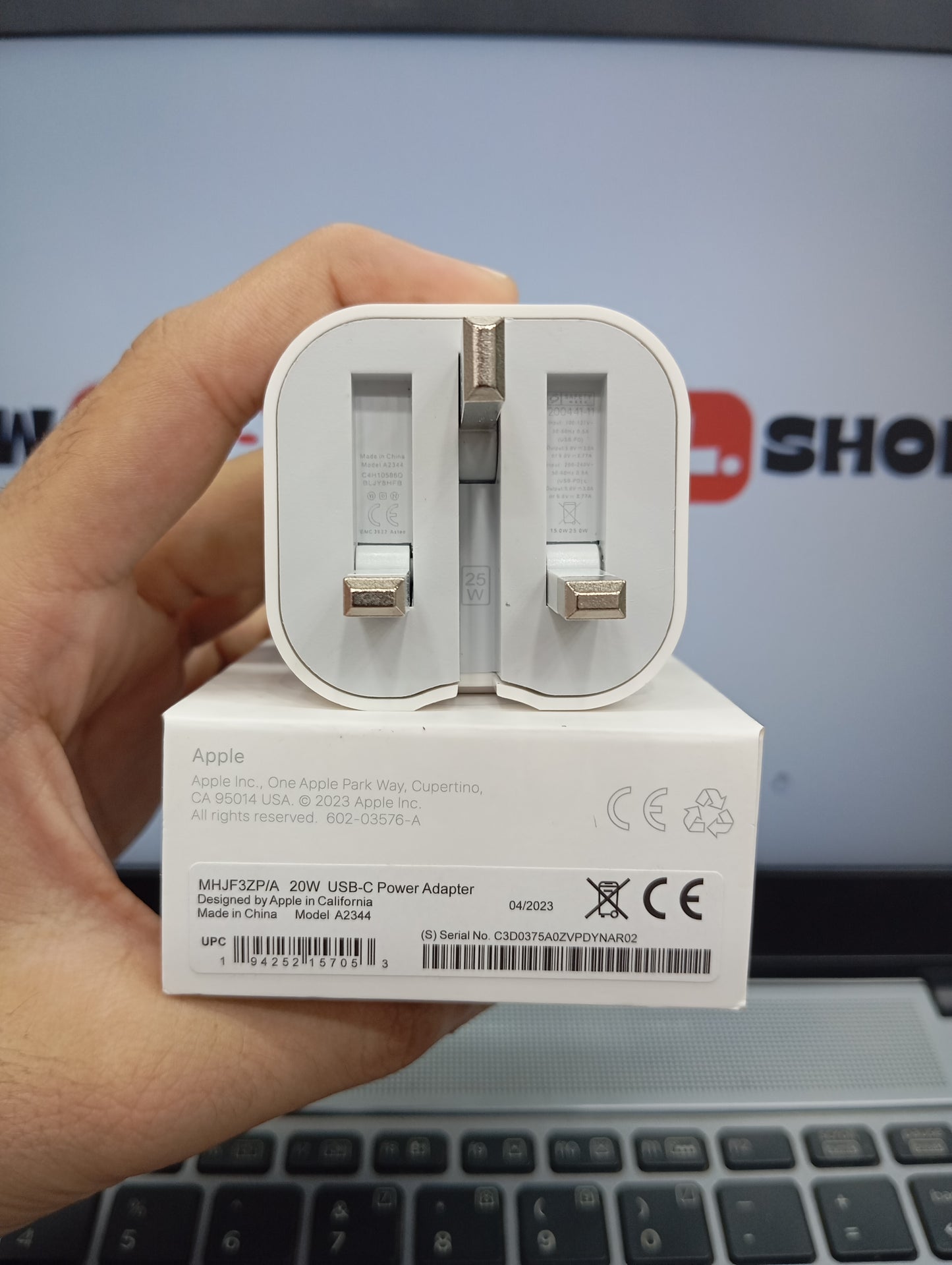 Apple 20W 3pin Adapter with cable with 3 month warranty.