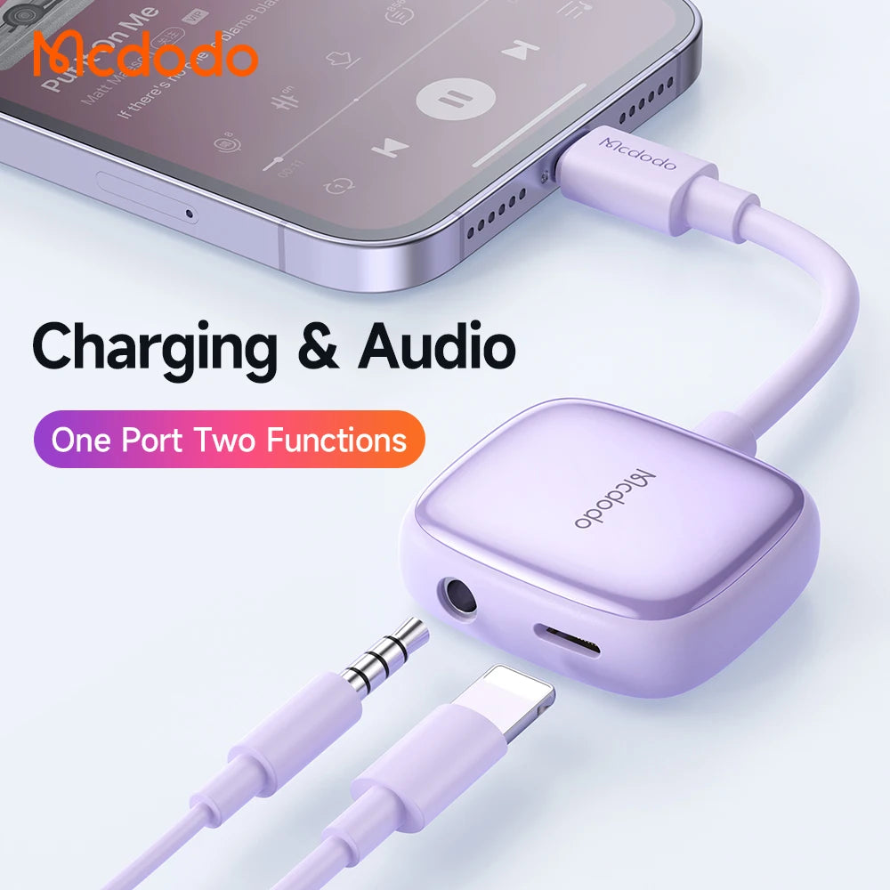 Mcdodo Lightning to 3.5mm Audio Charger Splitter.