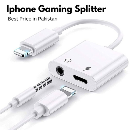 iPhone dual Connector 3.5mm audio and charge adapter.