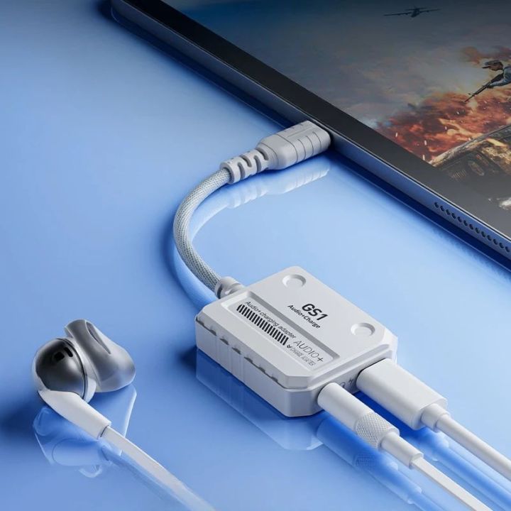 Plextone GS1 2 in 1 Gaming Adapter with Type-C 60W Fast Charging & 3.5mm 3D Stereo Sound