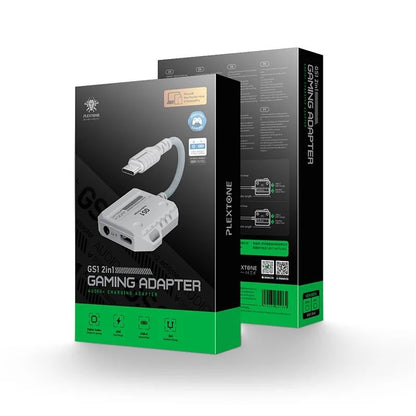 Plextone GS1 2 in 1 Gaming Adapter with Type-C 60W Fast Charging & 3.5mm 3D Stereo Sound