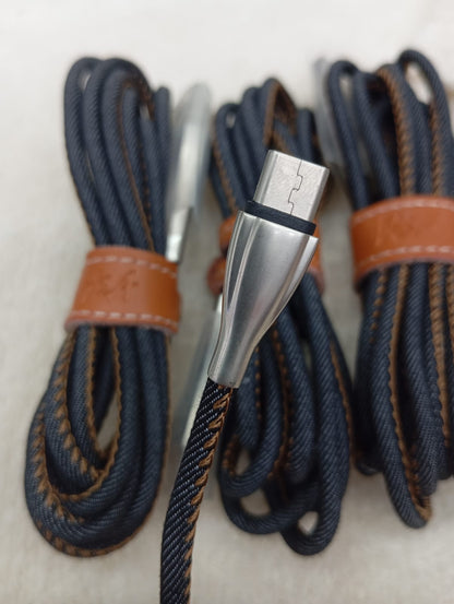 Cow boy Cable. Travel cable USB TO C 2 meter long handstitched cable.