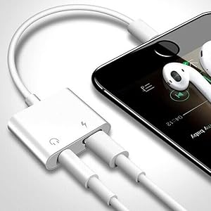 iPhone dual Connector 3.5mm audio and charge adapter.