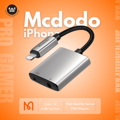 Mcdodo Apple iPhone Dual Port Splitter 3.5mm Lightning Converter 100% Original (Using Phone Mic)