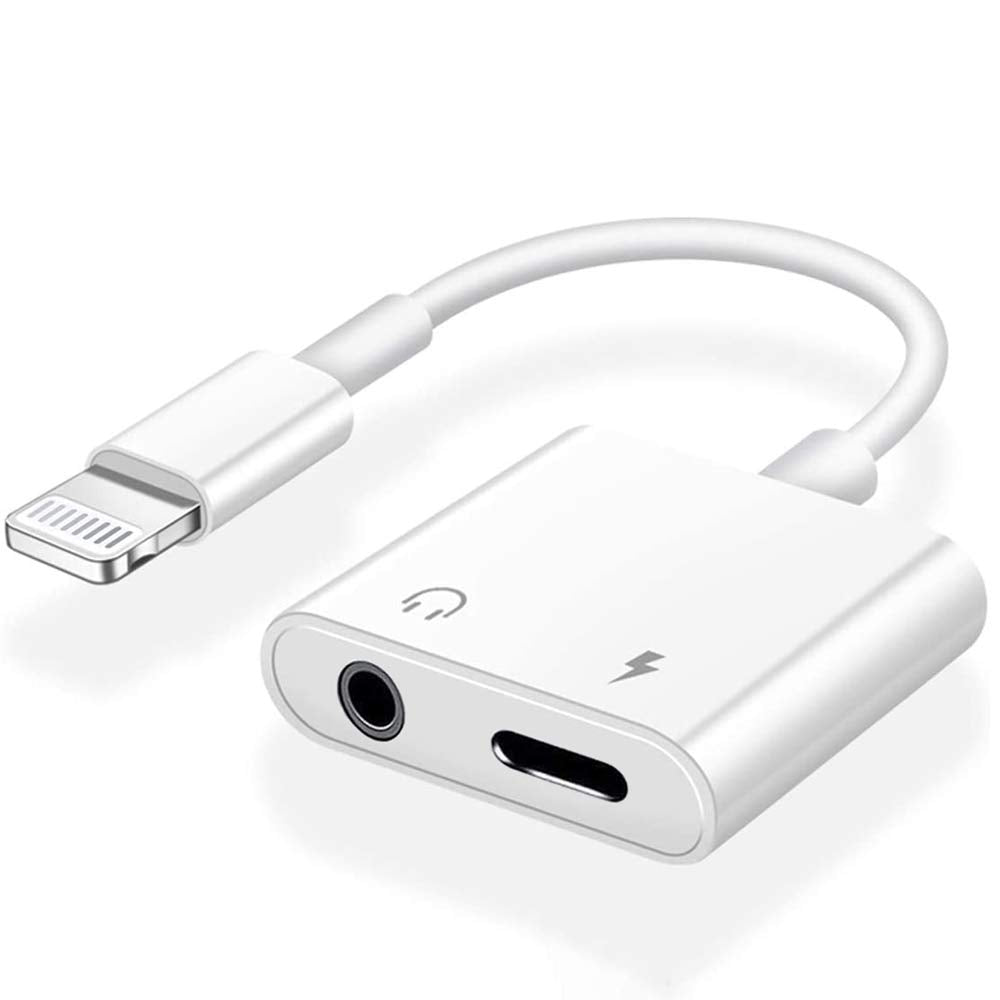 iPhone dual Connector 3.5mm audio and charge adapter.