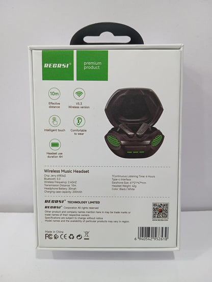 Gaming Airbuds  Recrsi RE-S104 Gaming airbuds. 5.3 bluetooth version, Long Battery time bst airbuds for gaming.