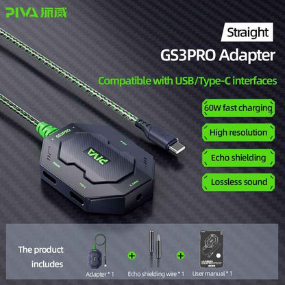 Piva GS3 Pro Gaming Splitter – Type-C Dual Port Adapter with DAC & 60W Fast Charging
