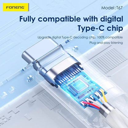 FONENG In-ear Heavy Bass Earphone TypeC Interface Wired Earphone T67