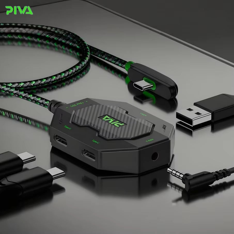 Piva GS3 Pro Gaming Splitter – Type-C Dual Port Adapter with DAC & 60W Fast Charging